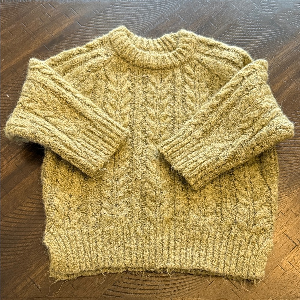 Zara Cozy Cable Knit Sweater in Olive Green - 9-12 months